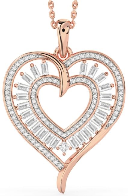 Large Diamond Rose Gold Heart Necklace