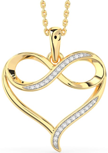 Large Diamond Gold Heart Infinity Necklace