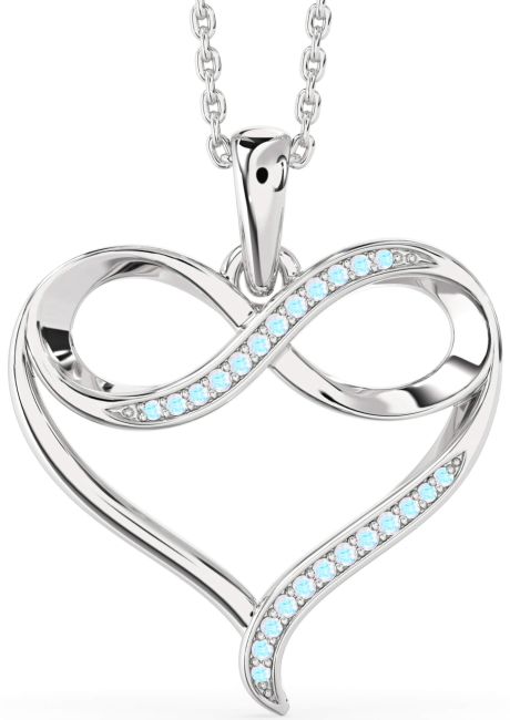 Large Moonstone Silver Heart Infinity Necklace