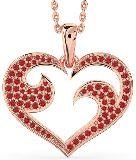 Large Ruby Rose Gold Heart Necklace