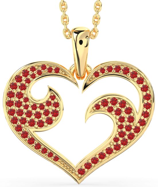 Large Ruby Gold Heart Necklace