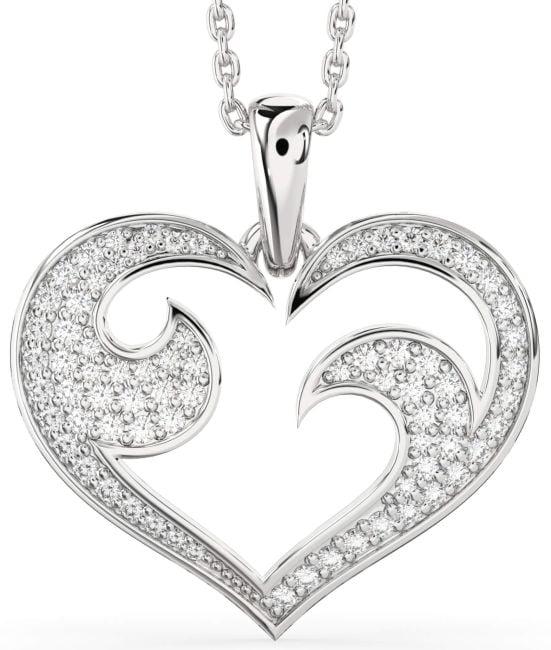 Large Diamond Platinum Heart Necklace