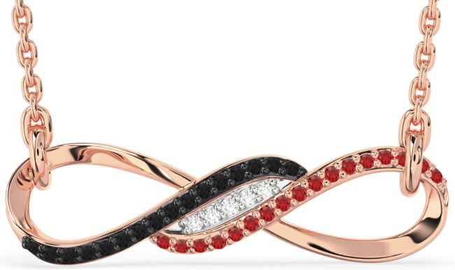 Black Diamond & Ruby Rose Gold Infinity Necklace
