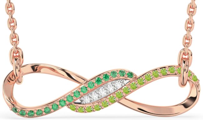 Emerald & Peridot Rose Gold Infinity Necklace