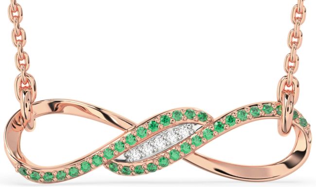 Emerald Rose Gold Silver Infinity Necklace
