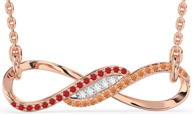 Ruby & Citrine Rose Gold Infinity Necklace