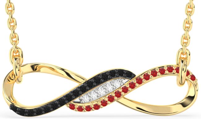 Black Diamond & Ruby Gold Infinity Necklace