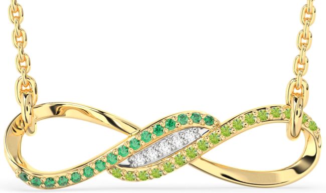 Emerald & Peridot Gold Infinity Necklace