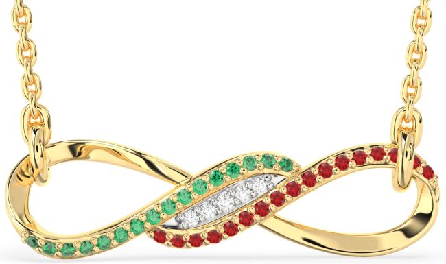 Emerald & Ruby Gold Infinity Necklace