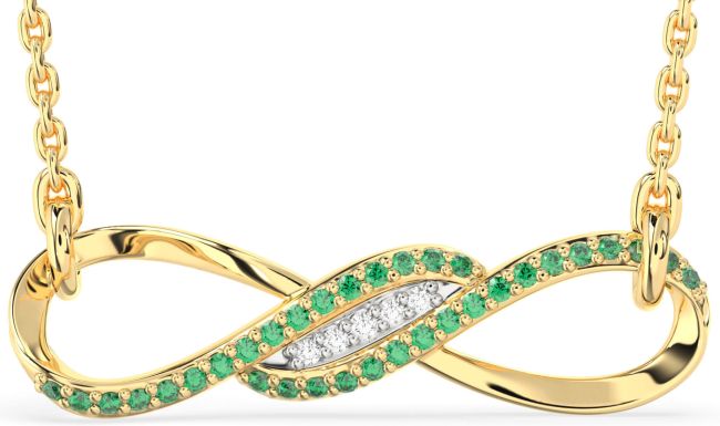 Emerald Gold Silver Infinity Necklace