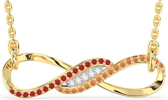 Ruby & Citrine Gold Infinity Necklace