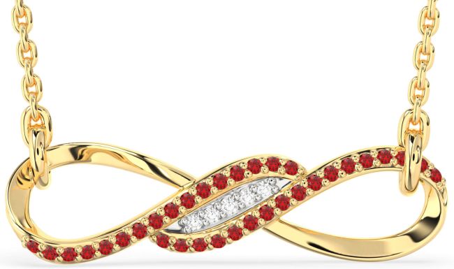 Ruby Gold Silver Infinity Necklace