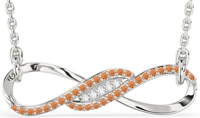 Citrine Platinum Infinity Necklace