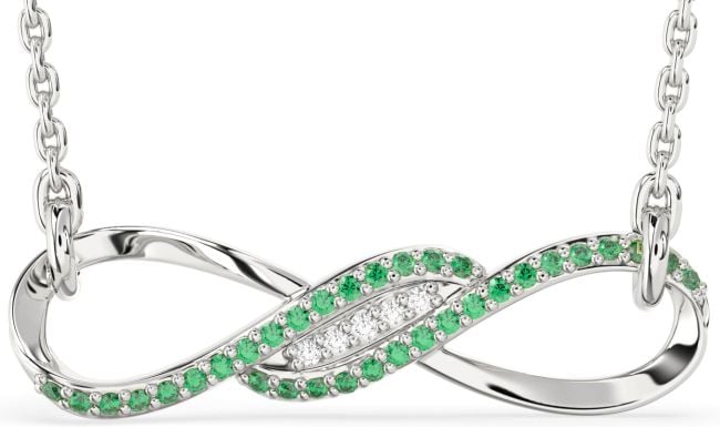 Emerald Silver Infinity Necklace