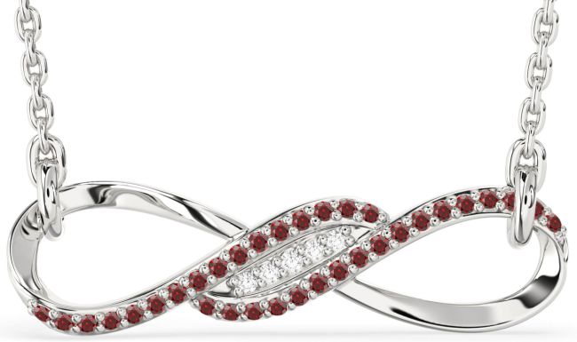 Garnet Platinum Infinity Necklace