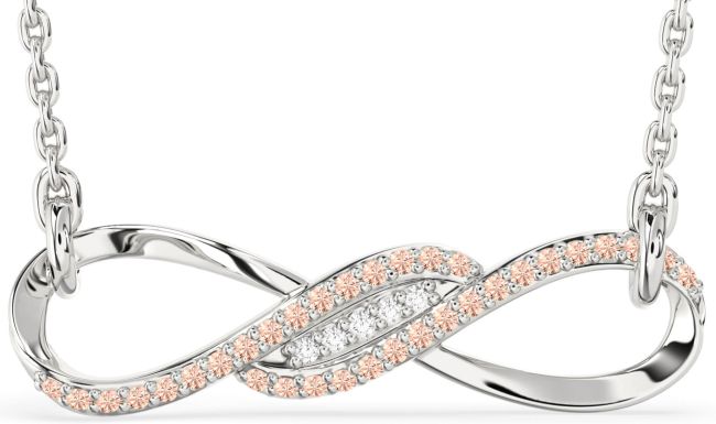 Morganite Silver Infinity Necklace