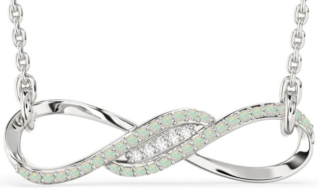 Opal Silver Infinity Necklace