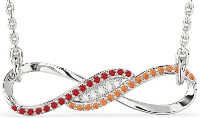 Ruby & Citrine Silver Infinity Necklace