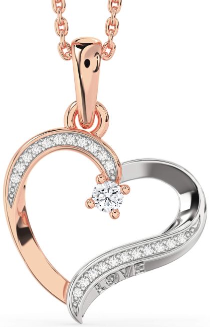 Diamond White Rose Gold Heart Necklace