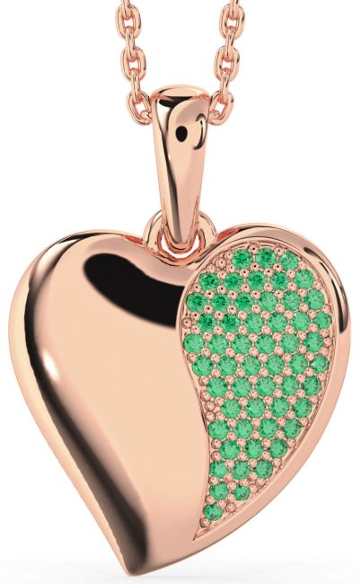 Emerald Rose Gold Heart Necklace
