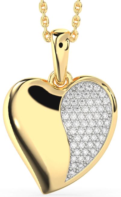 Diamond Gold Silver Heart Necklace