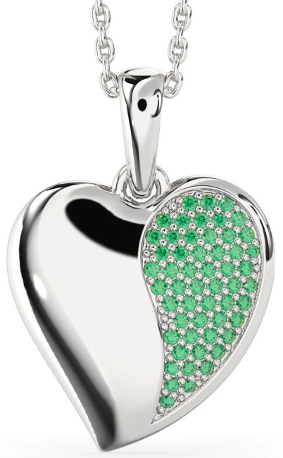 Emerald Platinum Heart Necklace