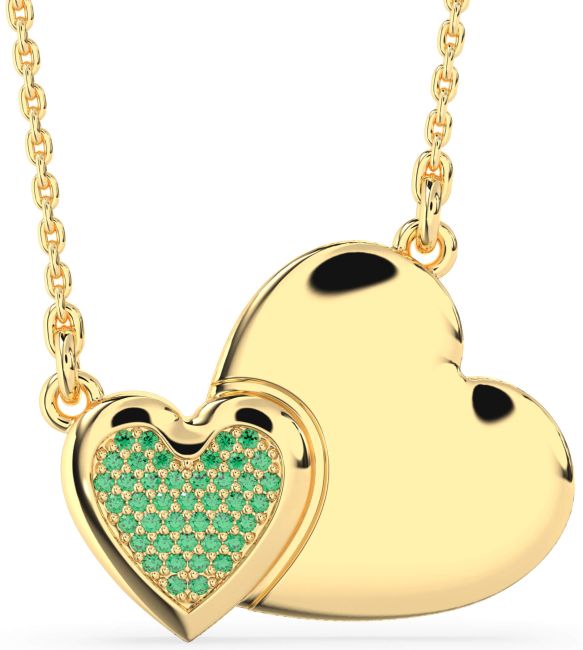 Large Emerald Gold Heart Necklace