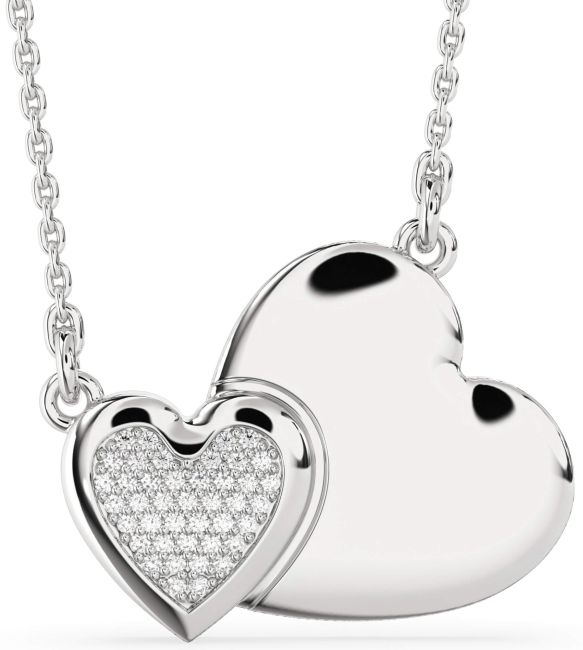 Large Diamond White Gold Heart Necklace