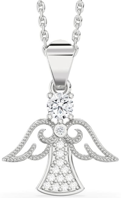 Diamond Silver Angel Necklace