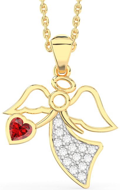 Ruby Gold Angel Necklace
