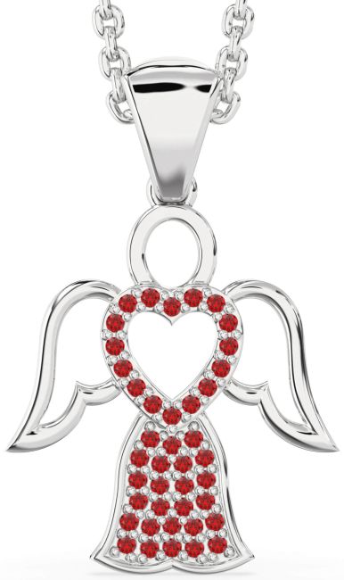 Ruby Platinum Angel Necklace