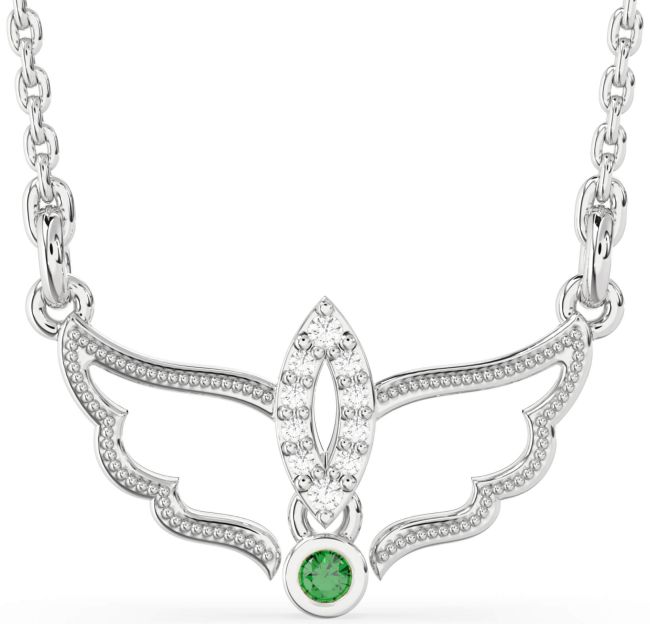Emerald Platinum Angel Necklace