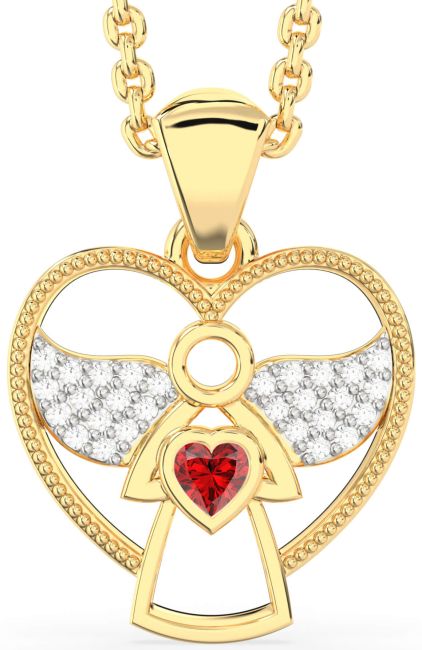 Ruby Gold Angel Heart Necklace