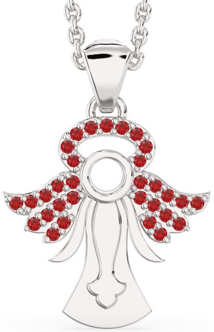 Ruby Silver Angel Necklace