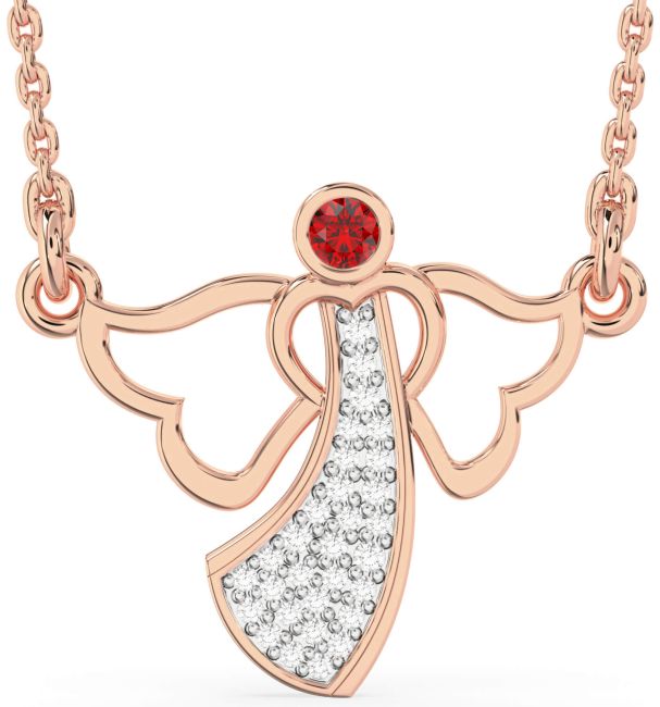 Ruby Rose Gold Angel Necklace
