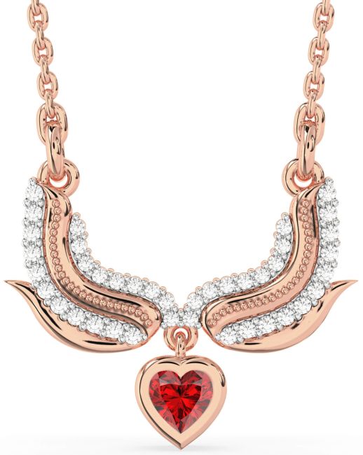 Ruby Rose Gold Wings Heart Necklace