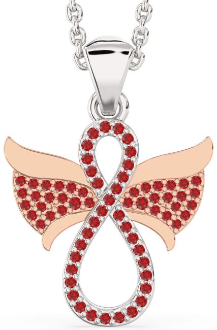 Ruby Rose Gold Silver Angel Infinity Necklace