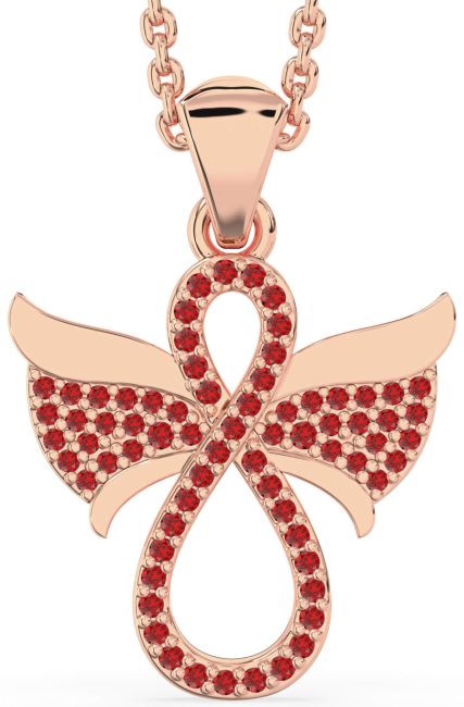 Ruby Rose Gold Silver Angel Infinity Necklace