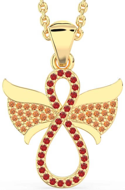 Ruby & Citrine Gold Angel Infinity Necklace