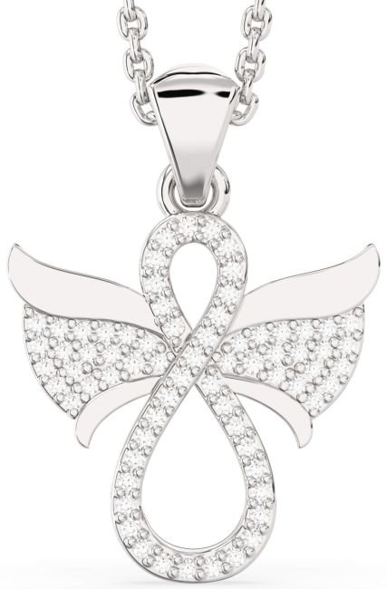 Diamond Silver Angel Infinity Necklace