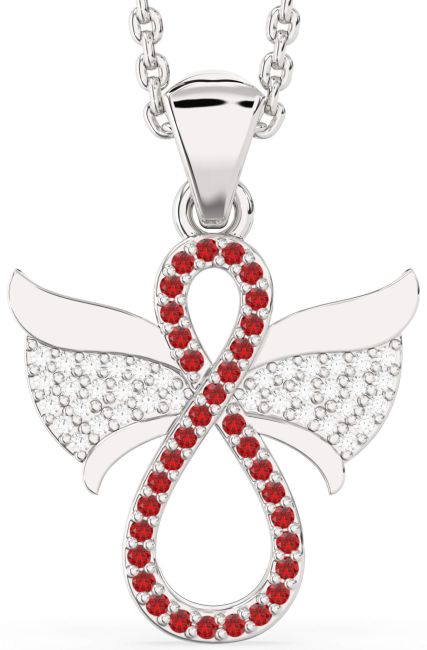 Diamond & Ruby Platinum Angel Infinity Necklace