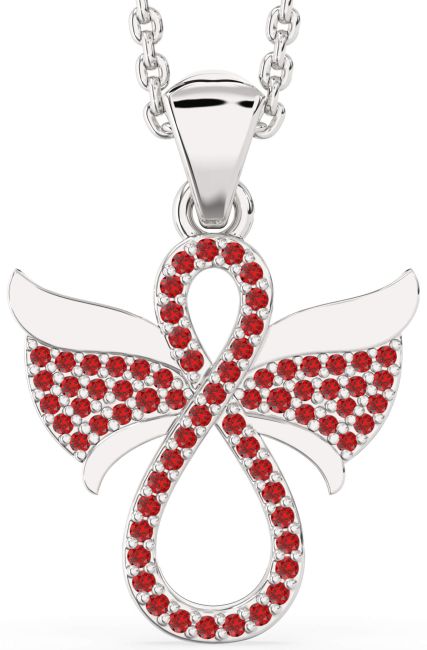 Ruby Platinum Angel Infinity Necklace