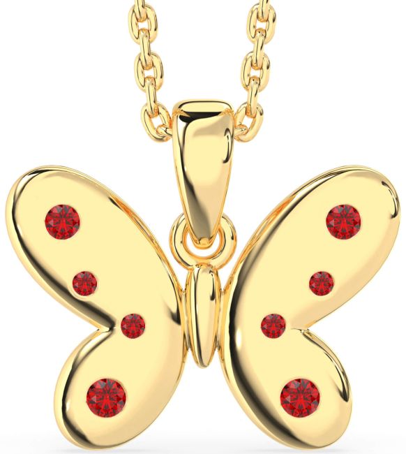 Ruby Gold Butterfly Necklace
