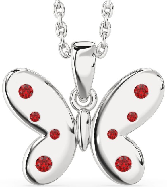 Ruby Platinum Butterfly Necklace