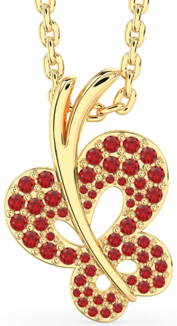 Ruby Gold Butterfly Necklace