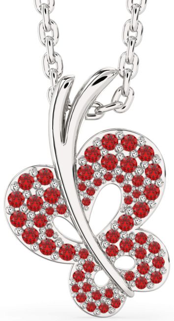 Ruby White Gold Butterfly Necklace