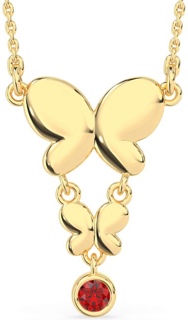 Ruby Gold Butterfly Necklace