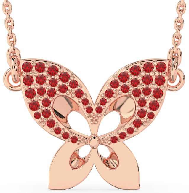 Ruby Rose Gold Silver Butterfly Necklace