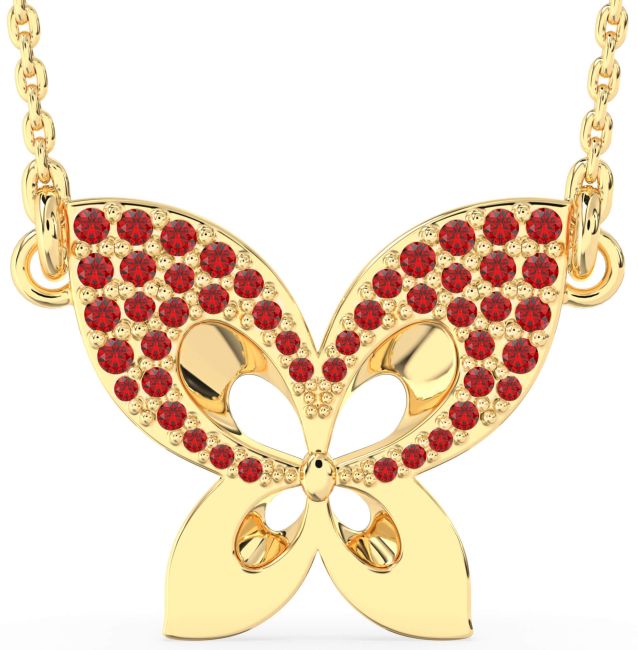 Ruby Gold Butterfly Necklace