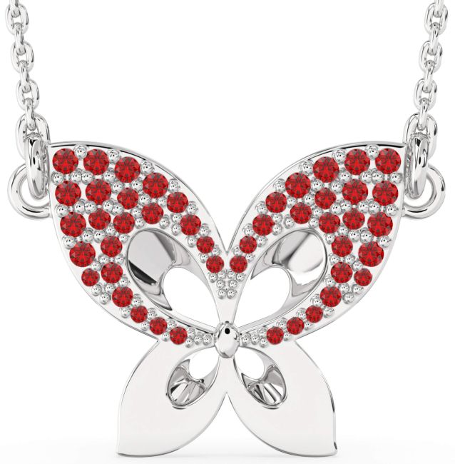 Ruby Platinum Butterfly Necklace